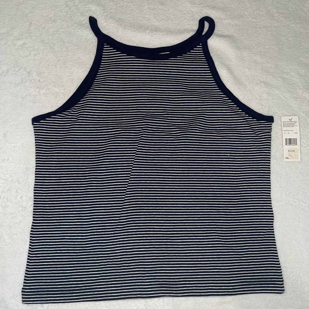 Falls Creek navy and white striped tank top